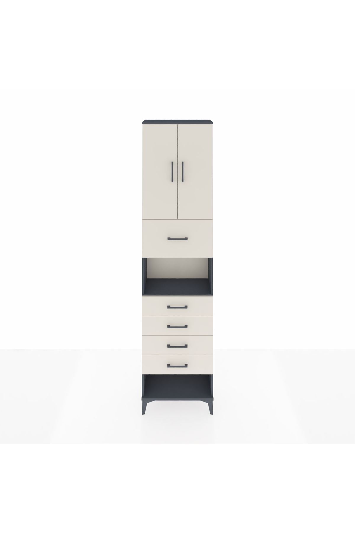 Arges Dolap 3 Raflı 5 Çekmeceli 2 Kapaklı 60x30x243 - S32M043V4A