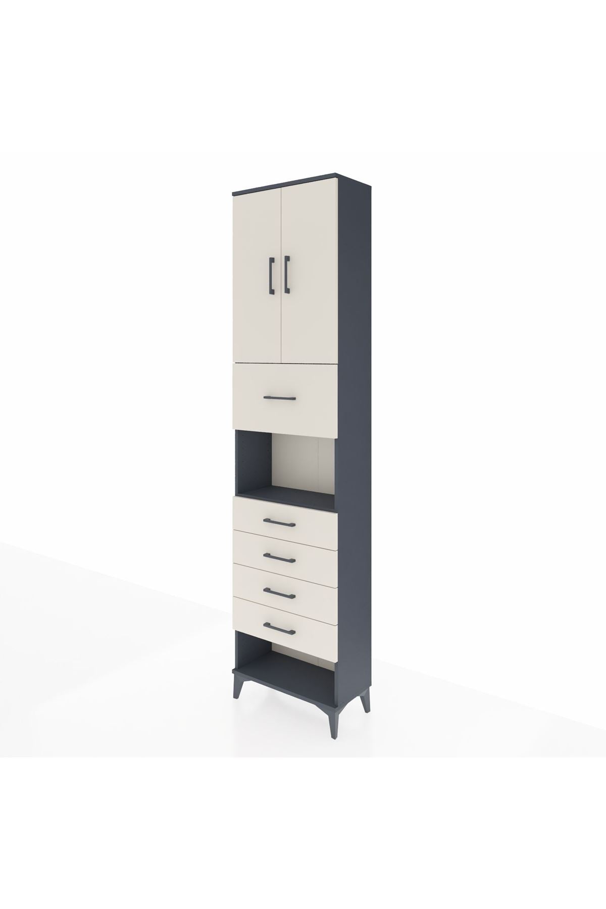 Arges Dolap 3 Raflı 5 Çekmeceli 2 Kapaklı 60x30x243 - S32M043V4A