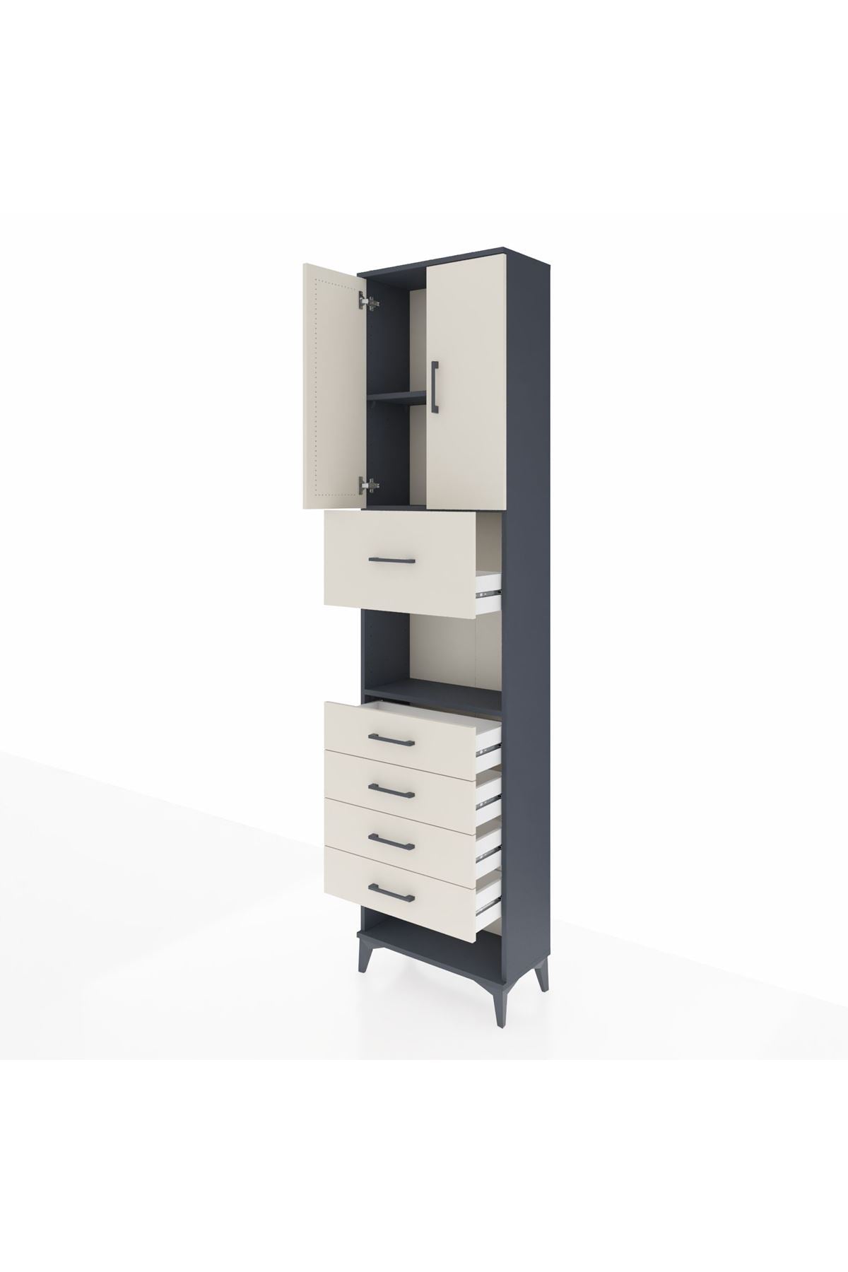 Arges Dolap 3 Raflı 5 Çekmeceli 2 Kapaklı 60x30x243 - S32M043V4A