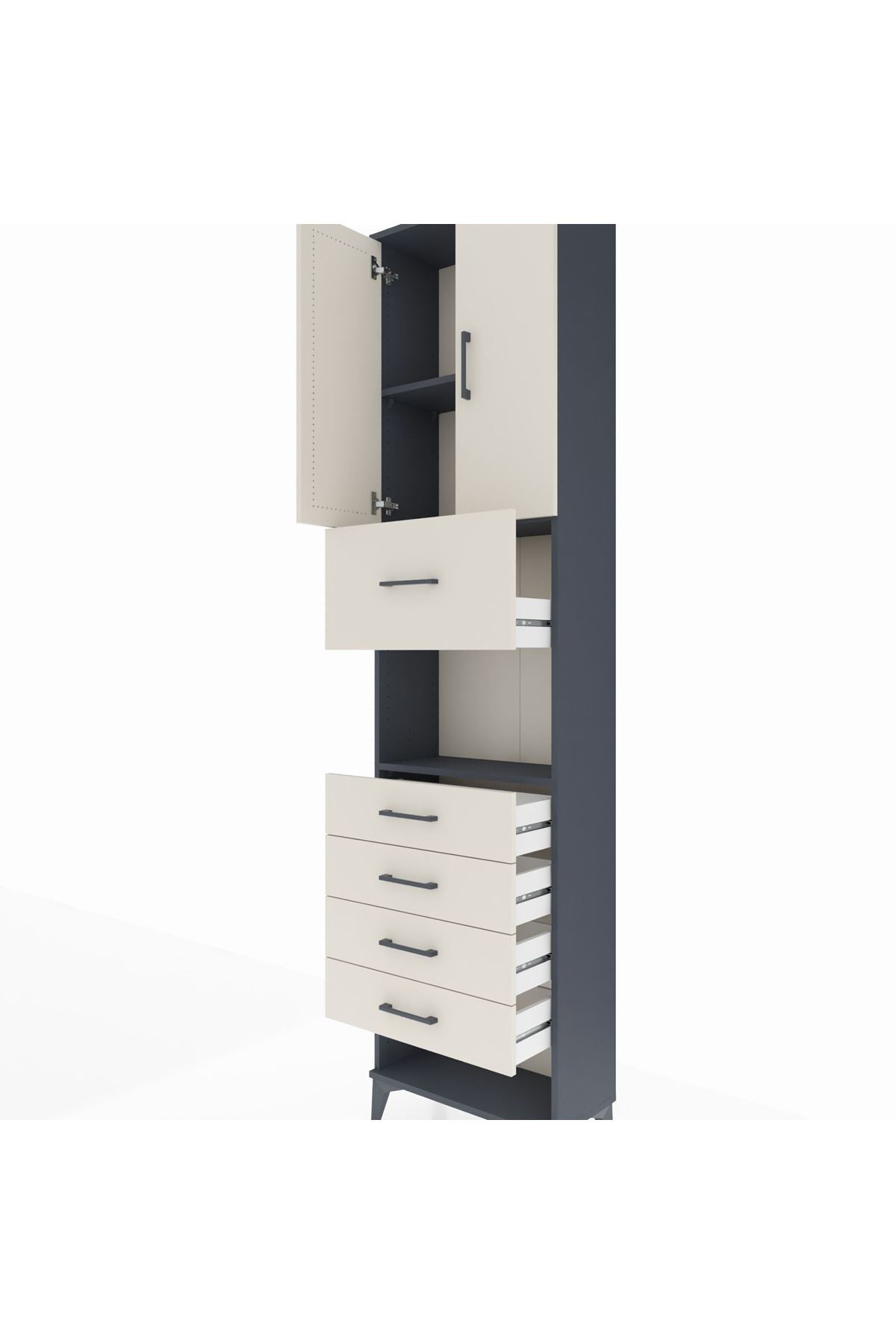 Arges Dolap 3 Raflı 5 Çekmeceli 2 Kapaklı 60x30x243 - S32M043V4A