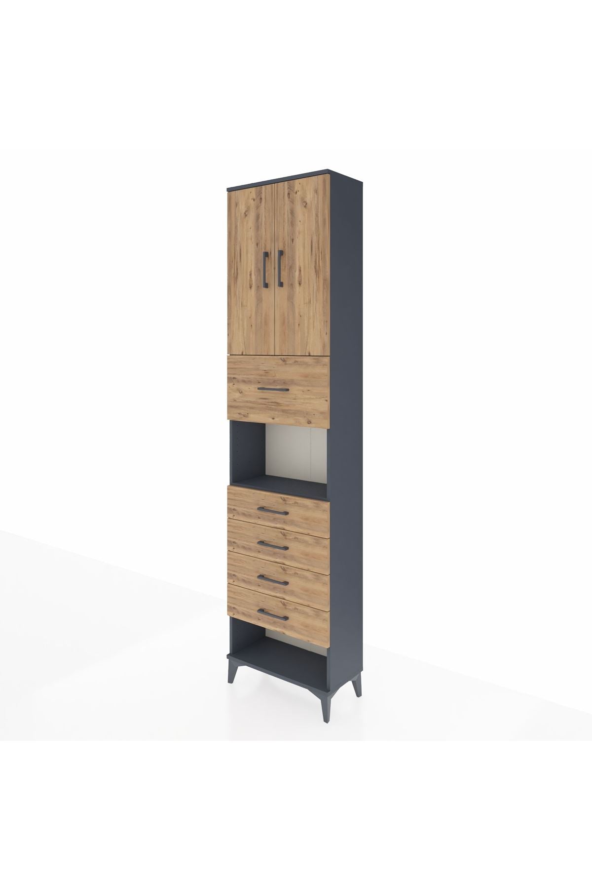Arges Dolap 3 Raflı 5 Çekmeceli 2 Kapaklı 60x30x243 - S32M043V6A