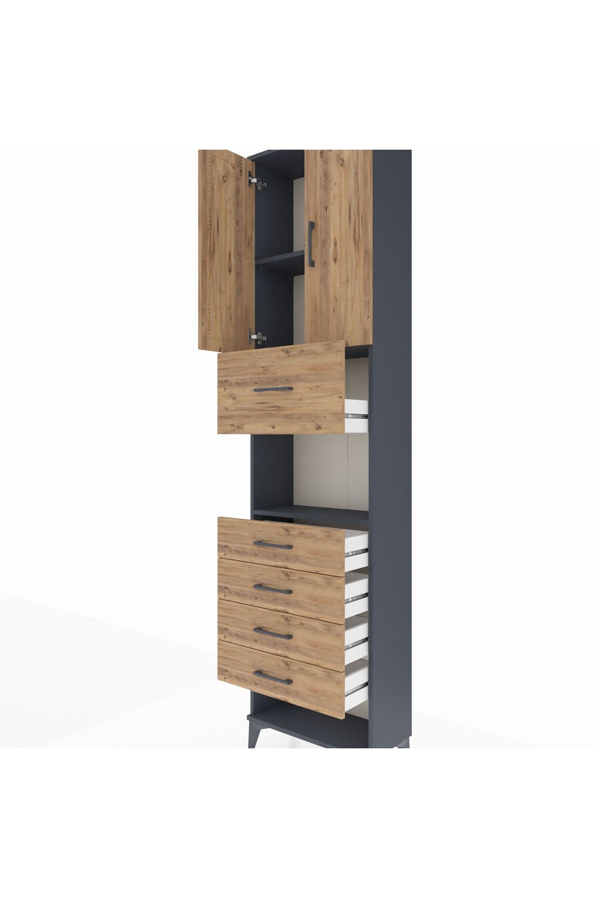 Arges Dolap 3 Raflı 5 Çekmeceli 2 Kapaklı 60x30x243 - S32M043V6A