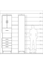 Arges Dolap 3 Raflı 5 Çekmeceli 2 Kapaklı 60x30x243 - S32M043V6A