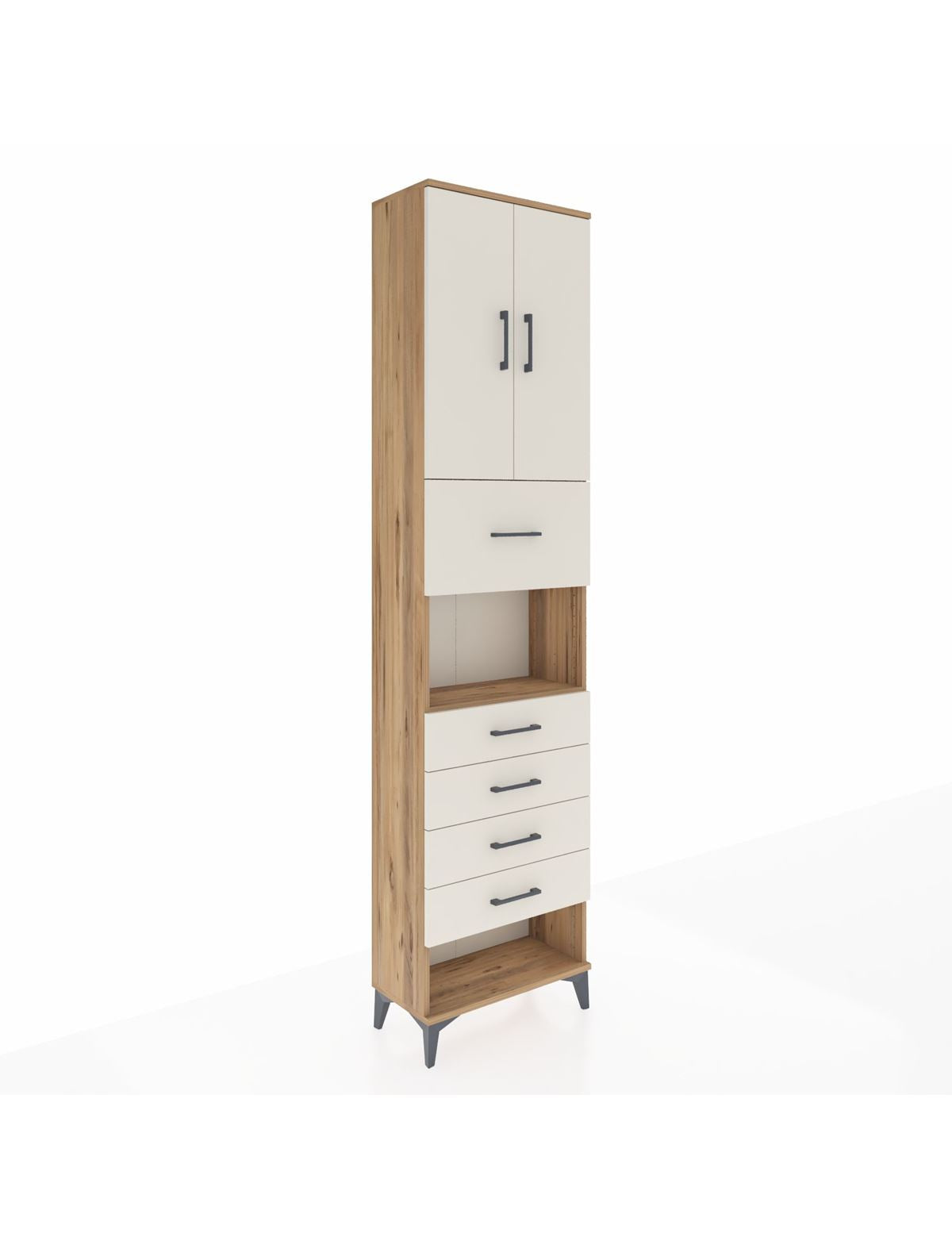 Arges Dolap 3 Raflı 5 Çekmeceli 2 Kapaklı 60x30x243 - S32M043V7A