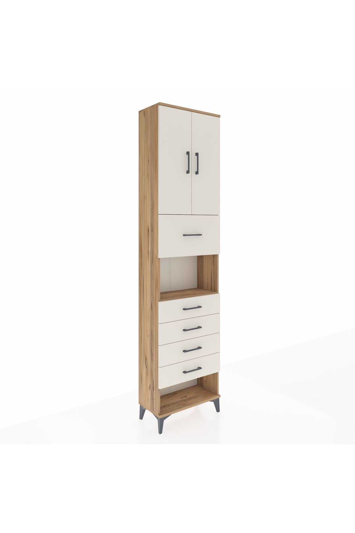 Arges Dolap 3 Raflı 5 Çekmeceli 2 Kapaklı 60x30x243 - S32M043V7A