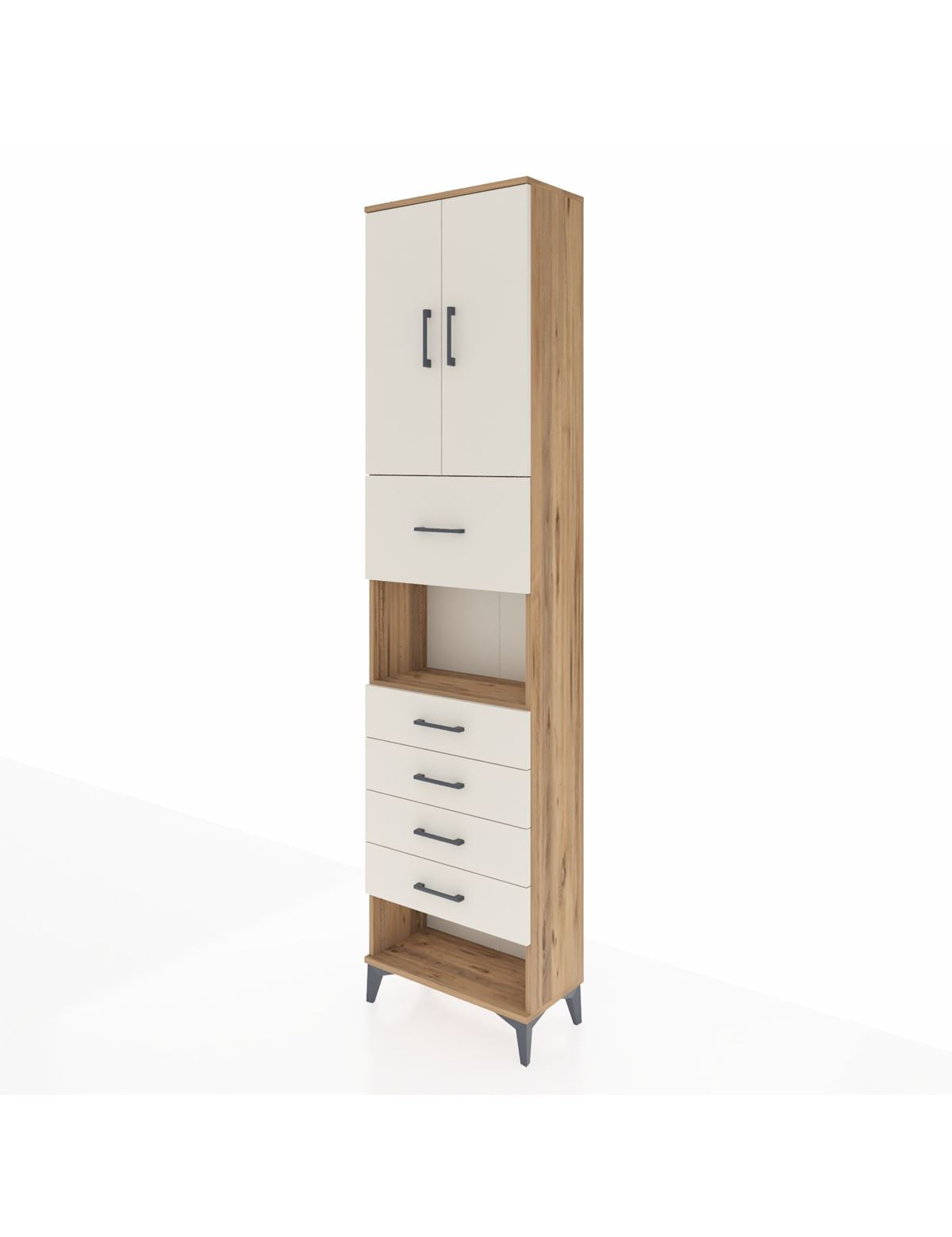 Arges Dolap 3 Raflı 5 Çekmeceli 2 Kapaklı 60x30x243 - S32M043V7A