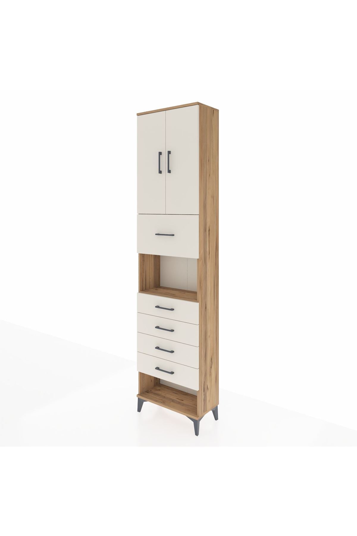 Arges Dolap 3 Raflı 5 Çekmeceli 2 Kapaklı 60x30x243 - S32M043V7A
