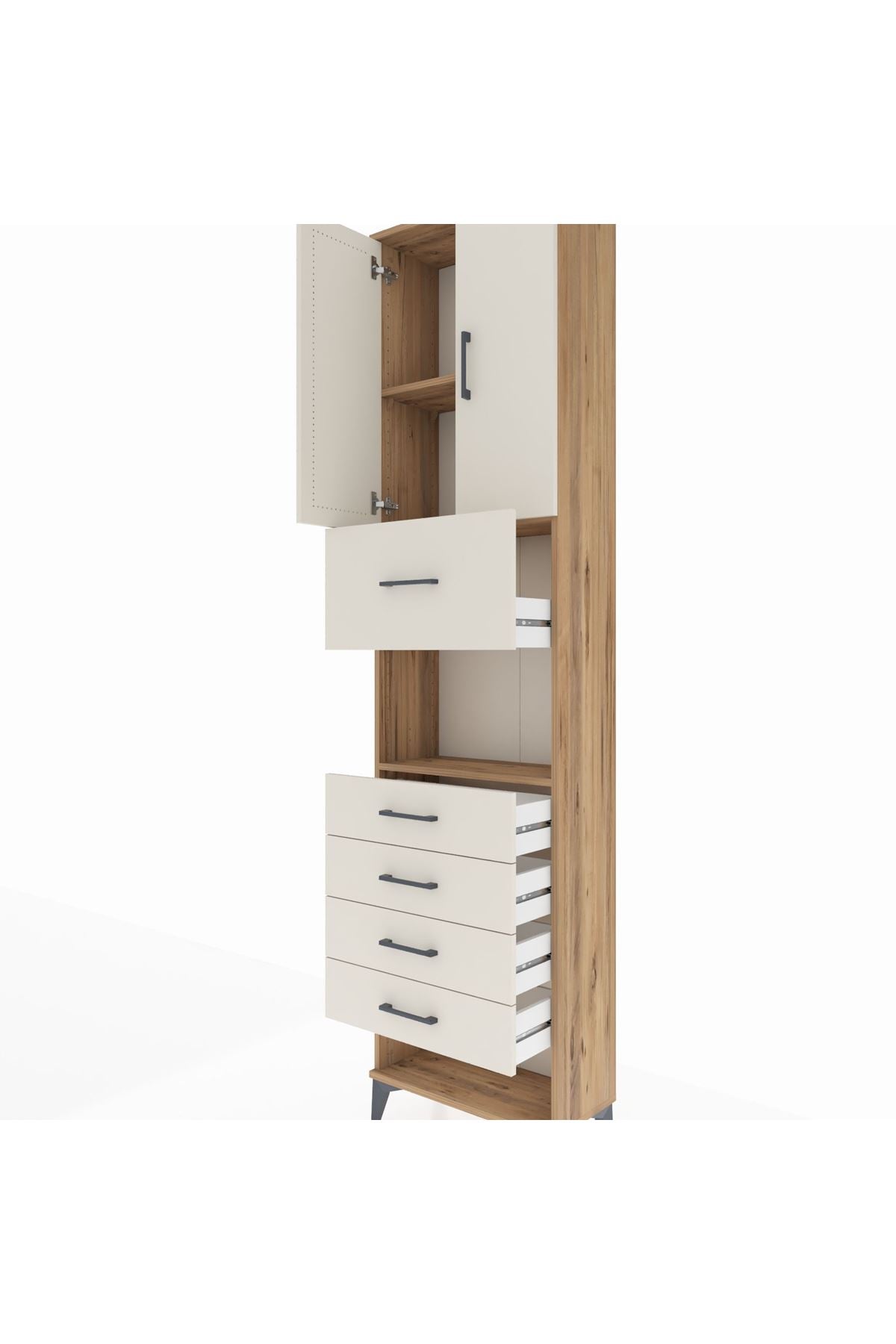 Arges Dolap 3 Raflı 5 Çekmeceli 2 Kapaklı 60x30x243 - S32M043V7A