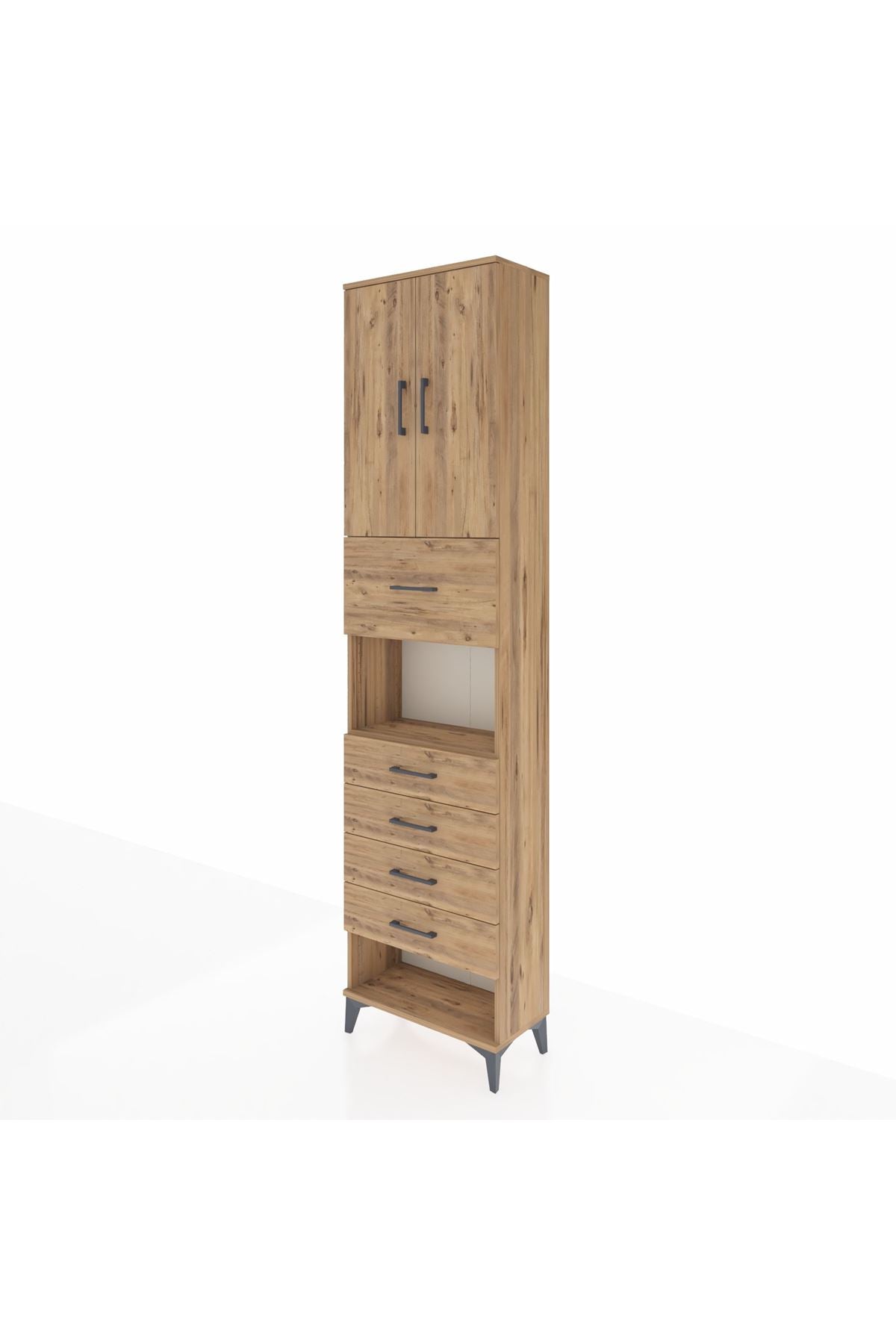 Arges Dolap 3 Raflı 5 Çekmeceli 2 Kapaklı 60x30x243 - S32M043V9A