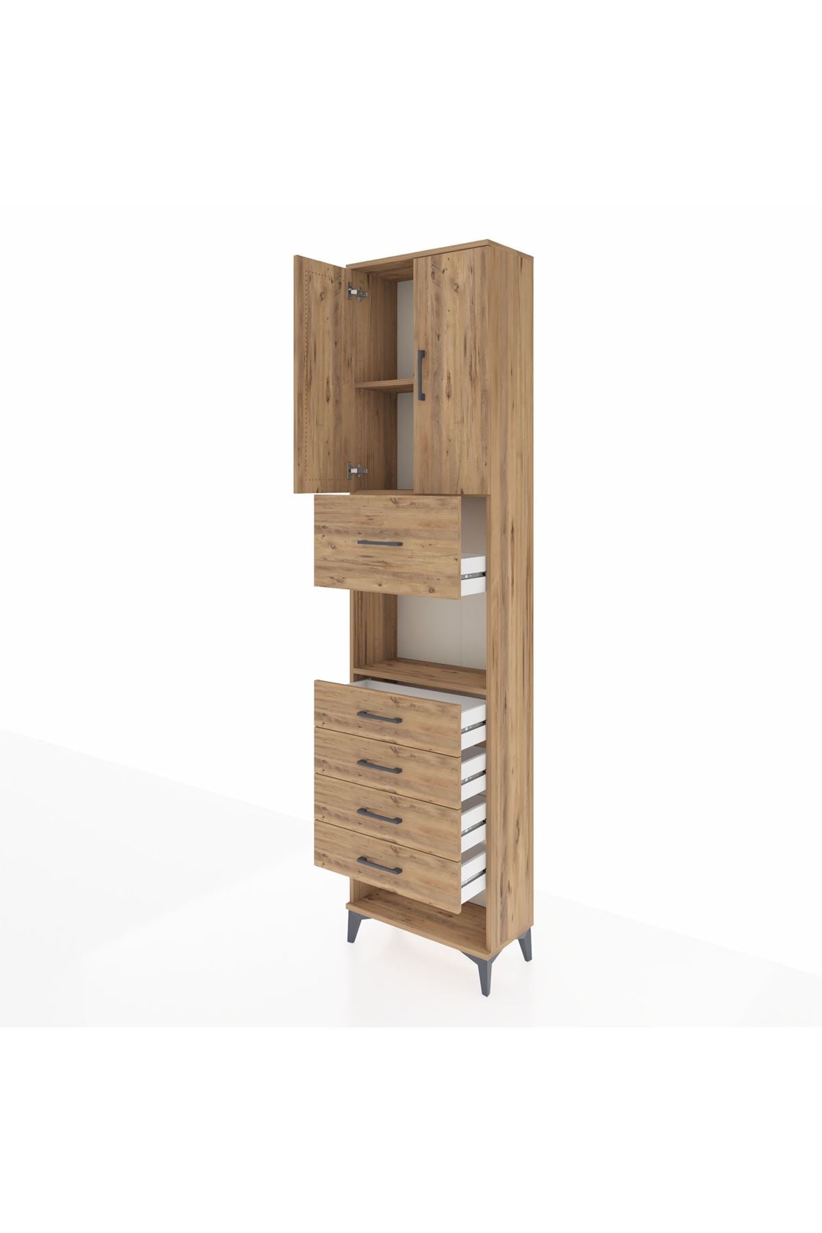 Arges Dolap 3 Raflı 5 Çekmeceli 2 Kapaklı 60x30x243 - S32M043V9A