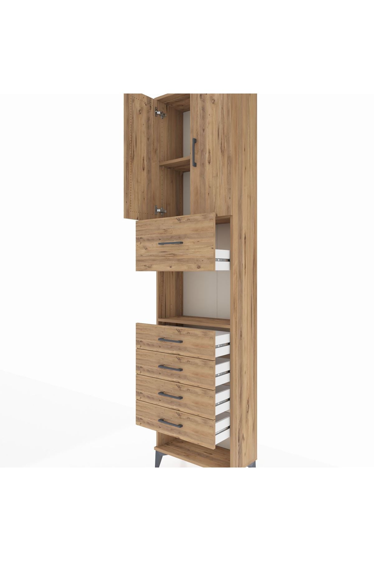 Arges Dolap 3 Raflı 5 Çekmeceli 2 Kapaklı 60x30x243 - S32M043V9A