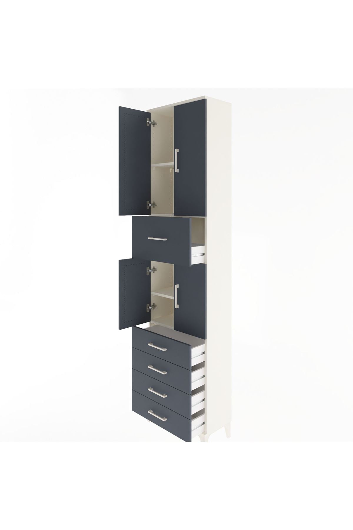 Arges Dolap 4 Raflı 5 Çekmeceli 4 Kapaklı 60x30x243 - S32M044V2A
