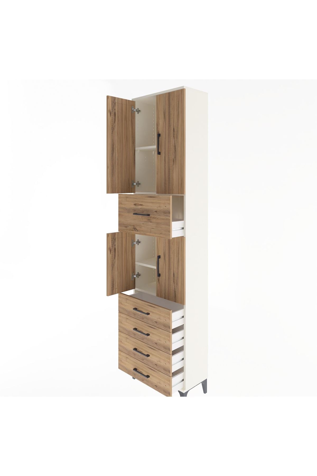 Arges Dolap 4 Raflı 5 Çekmeceli 4 Kapaklı 60x30x243 - S32M044V3A