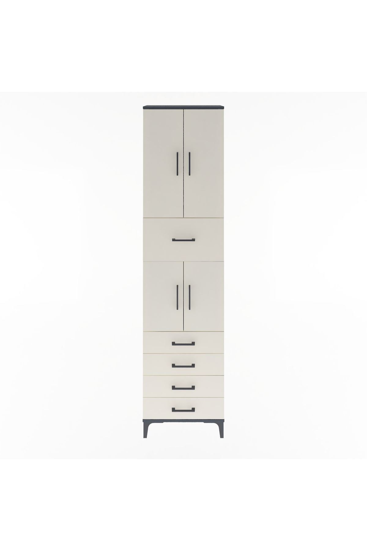 Arges Dolap 4 Raflı 5 Çekmeceli 4 Kapaklı 60x30x243 - S32M044V4A
