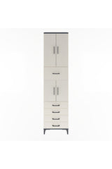 Arges Dolap 4 Raflı 5 Çekmeceli 4 Kapaklı 60x30x243