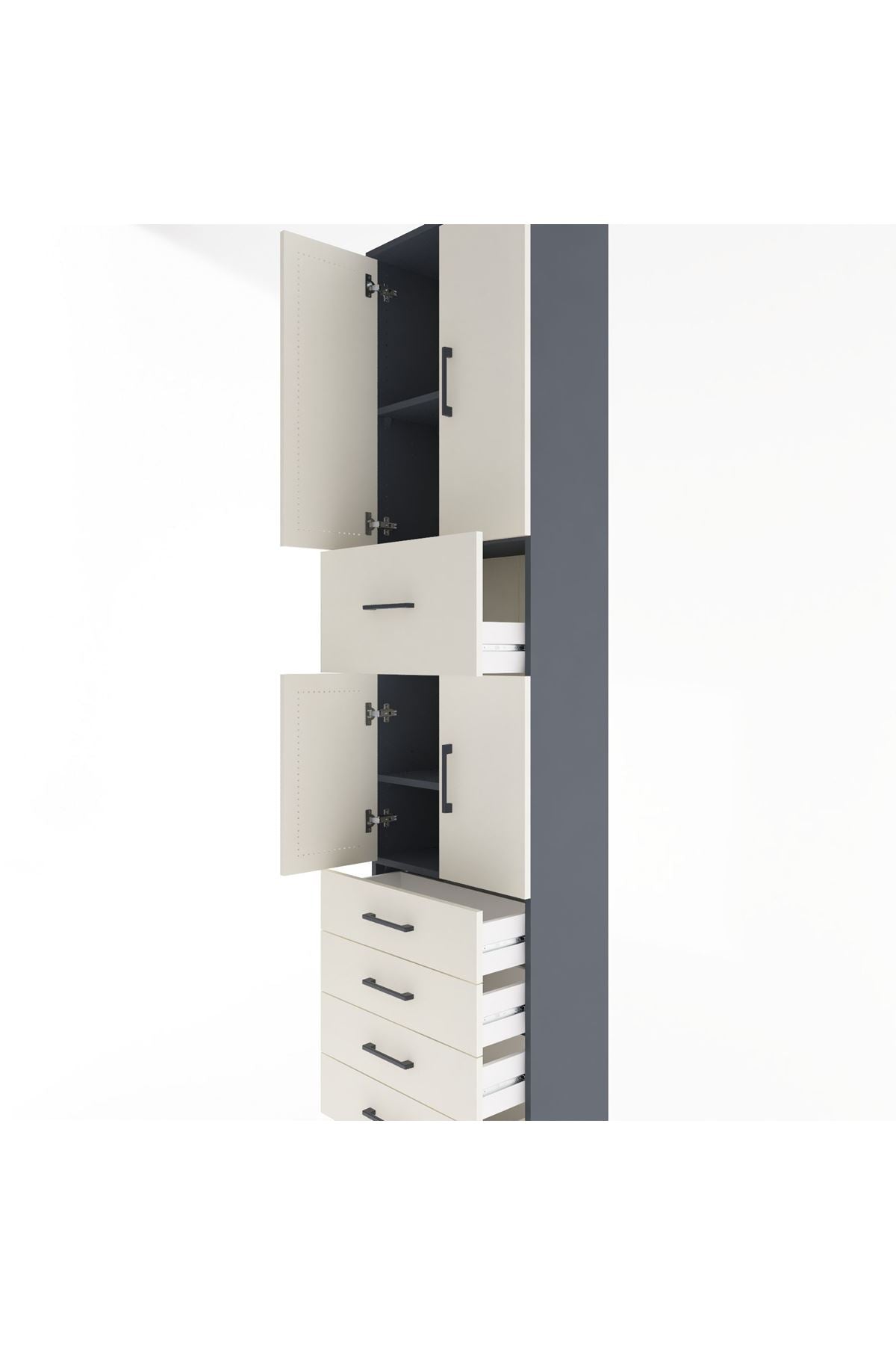 Arges Dolap 4 Raflı 5 Çekmeceli 4 Kapaklı 60x30x243 - S32M044V4A