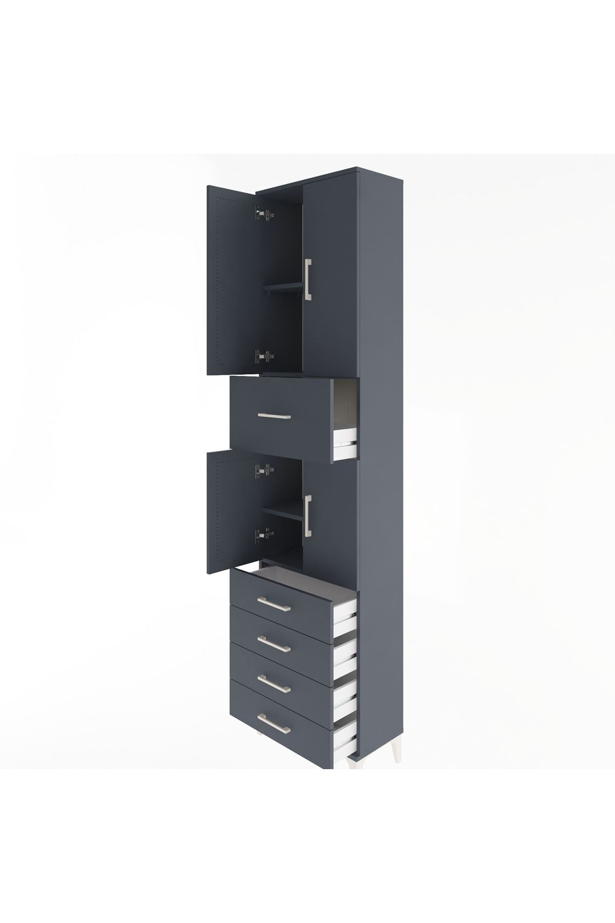 Arges Dolap 4 Raflı 5 Çekmeceli 4 Kapaklı 60x30x243 - S32M044V5A