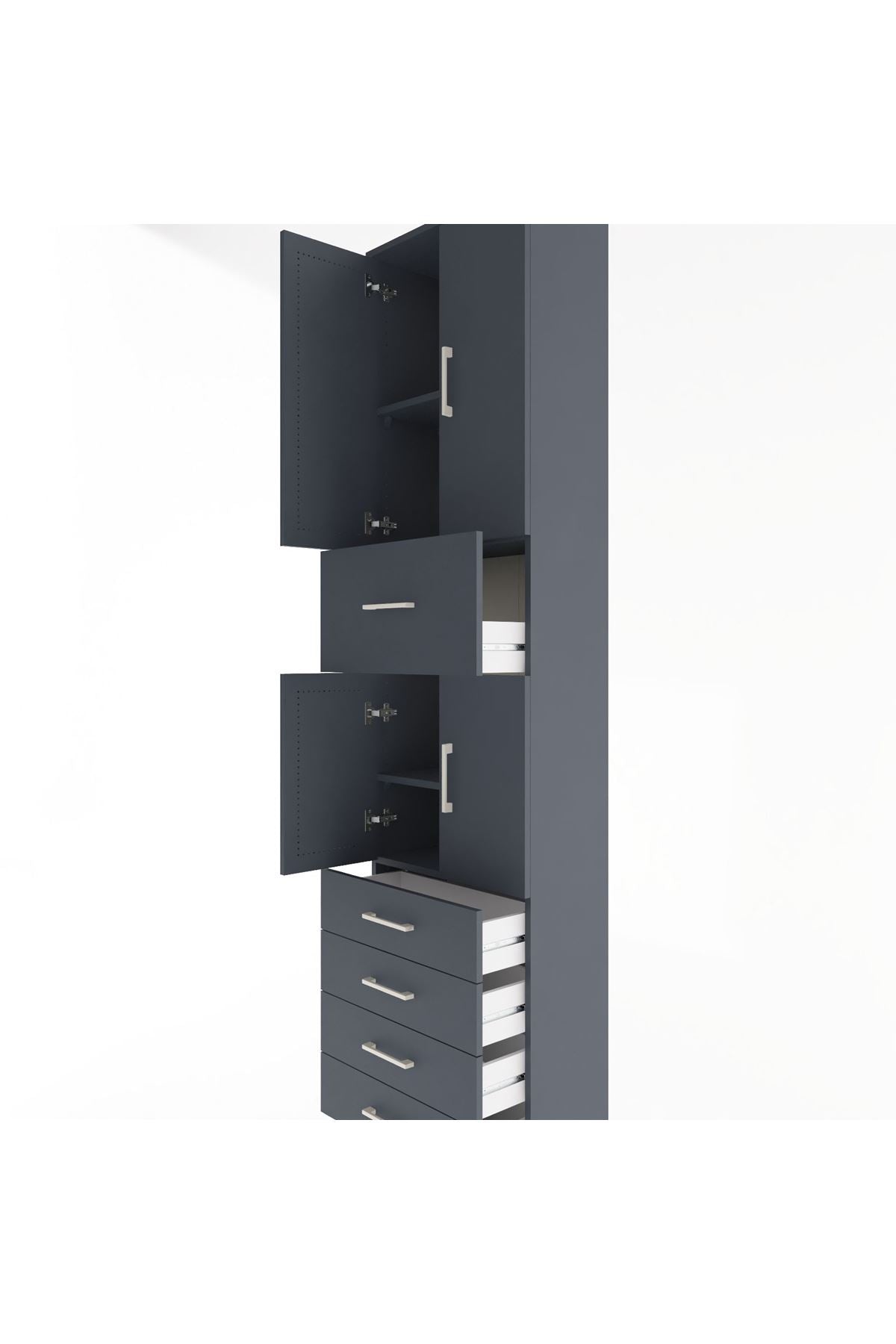Arges Dolap 4 Raflı 5 Çekmeceli 4 Kapaklı 60x30x243 - S32M044V5A