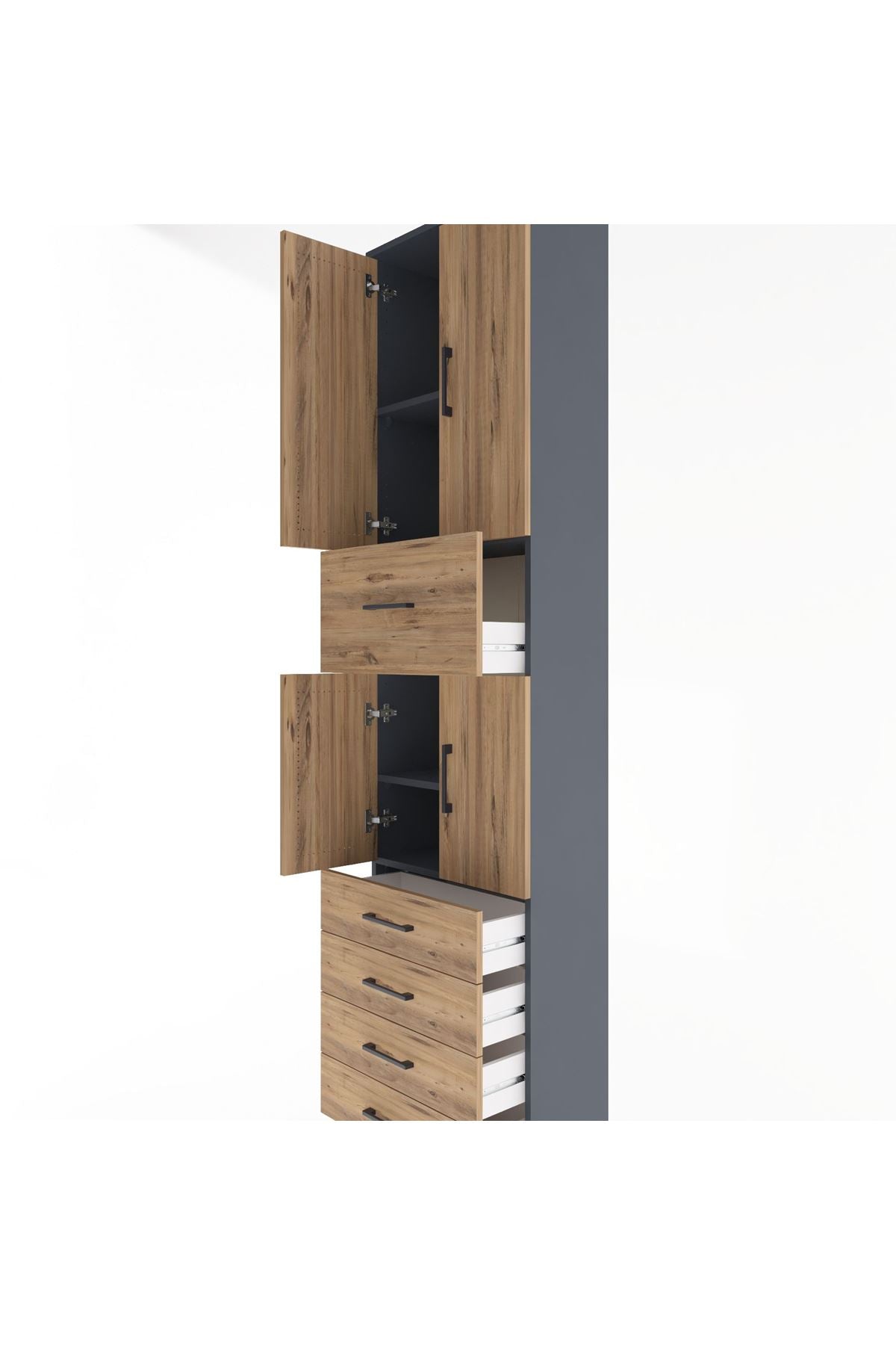 Arges Dolap 4 Raflı 5 Çekmeceli 4 Kapaklı 60x30x243 - S32M044V6A