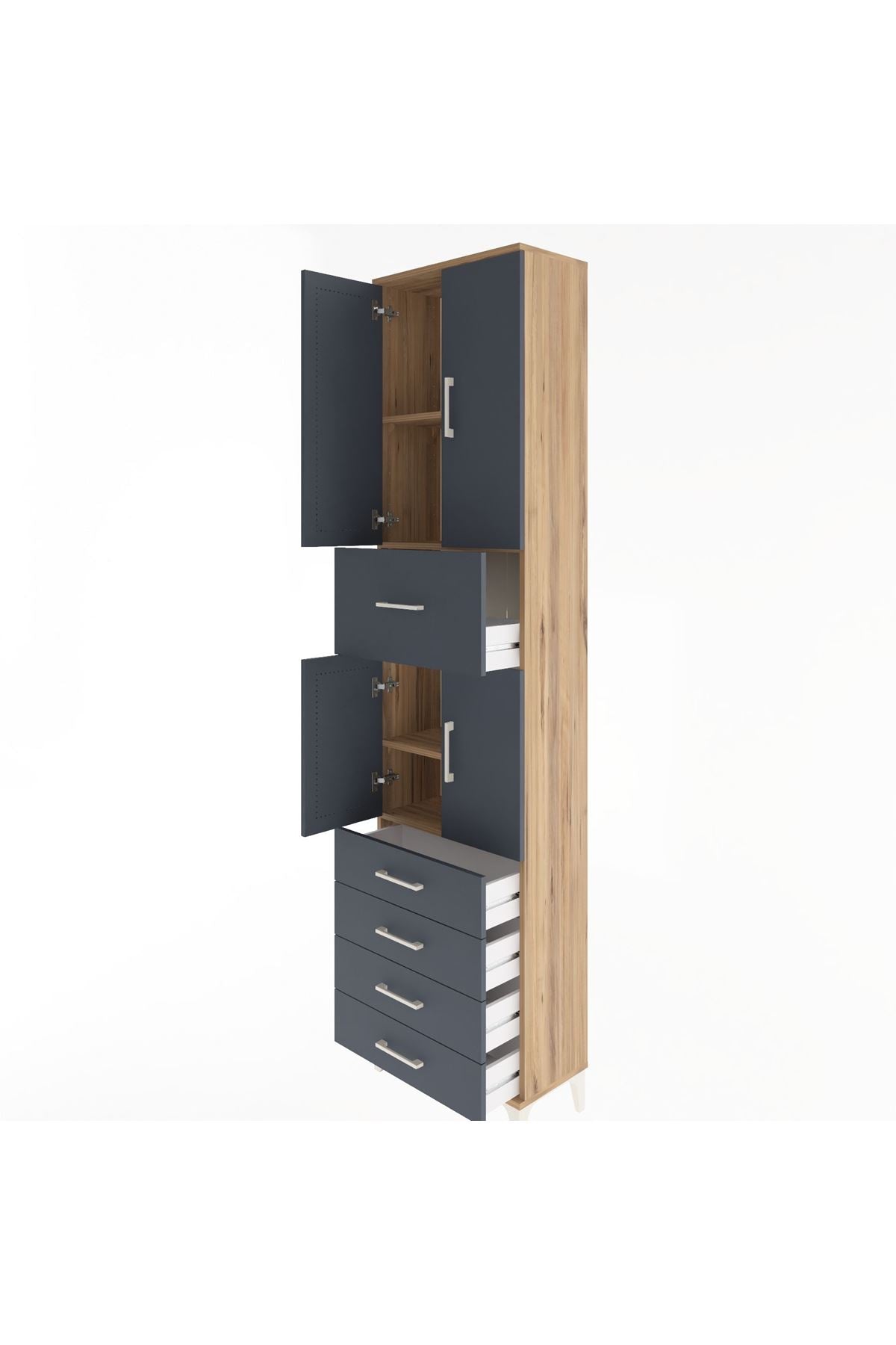Arges Dolap 4 Raflı 5 Çekmeceli 4 Kapaklı 60x30x243 - S32M044V8A