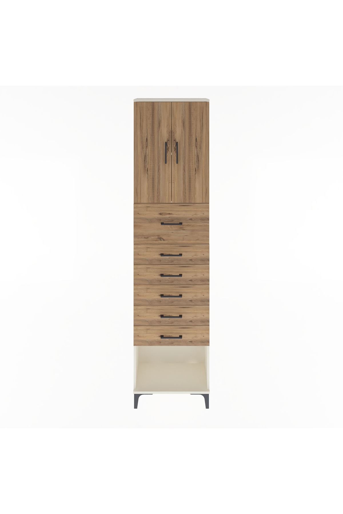Arges Dolap 2 Raflı 6 Çekmeceli 2 Kapaklı 60x30x243 - S32M045V3A