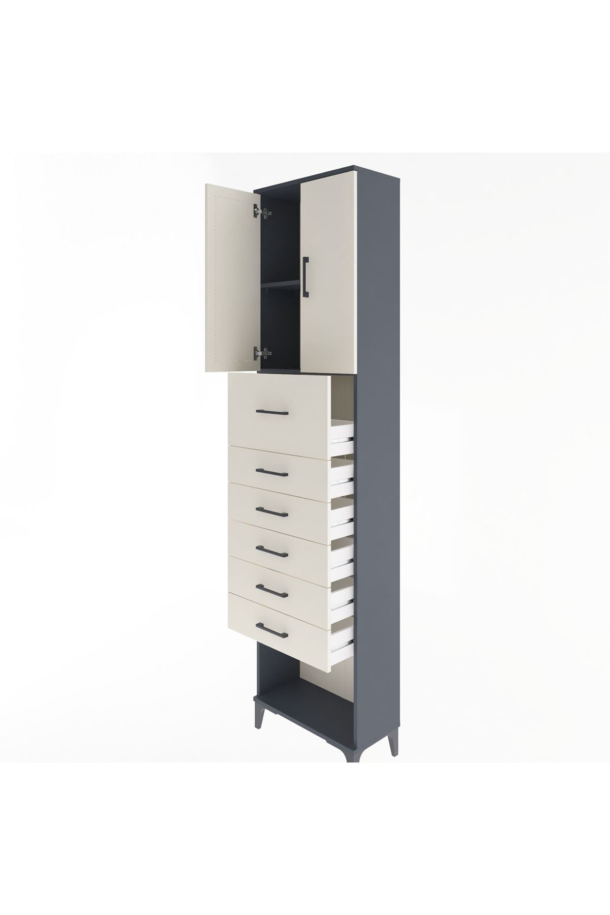 Arges Dolap 2 Raflı 6 Çekmeceli 2 Kapaklı 60x30x243 - S32M045V4A
