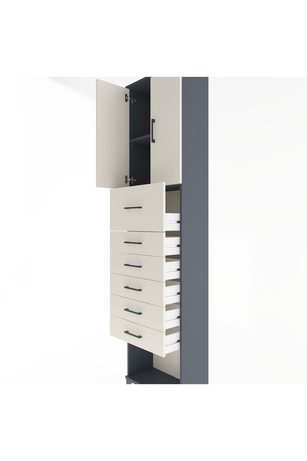 Arges Dolap 2 Raflı 6 Çekmeceli 2 Kapaklı 60x30x243 - S32M045V4A