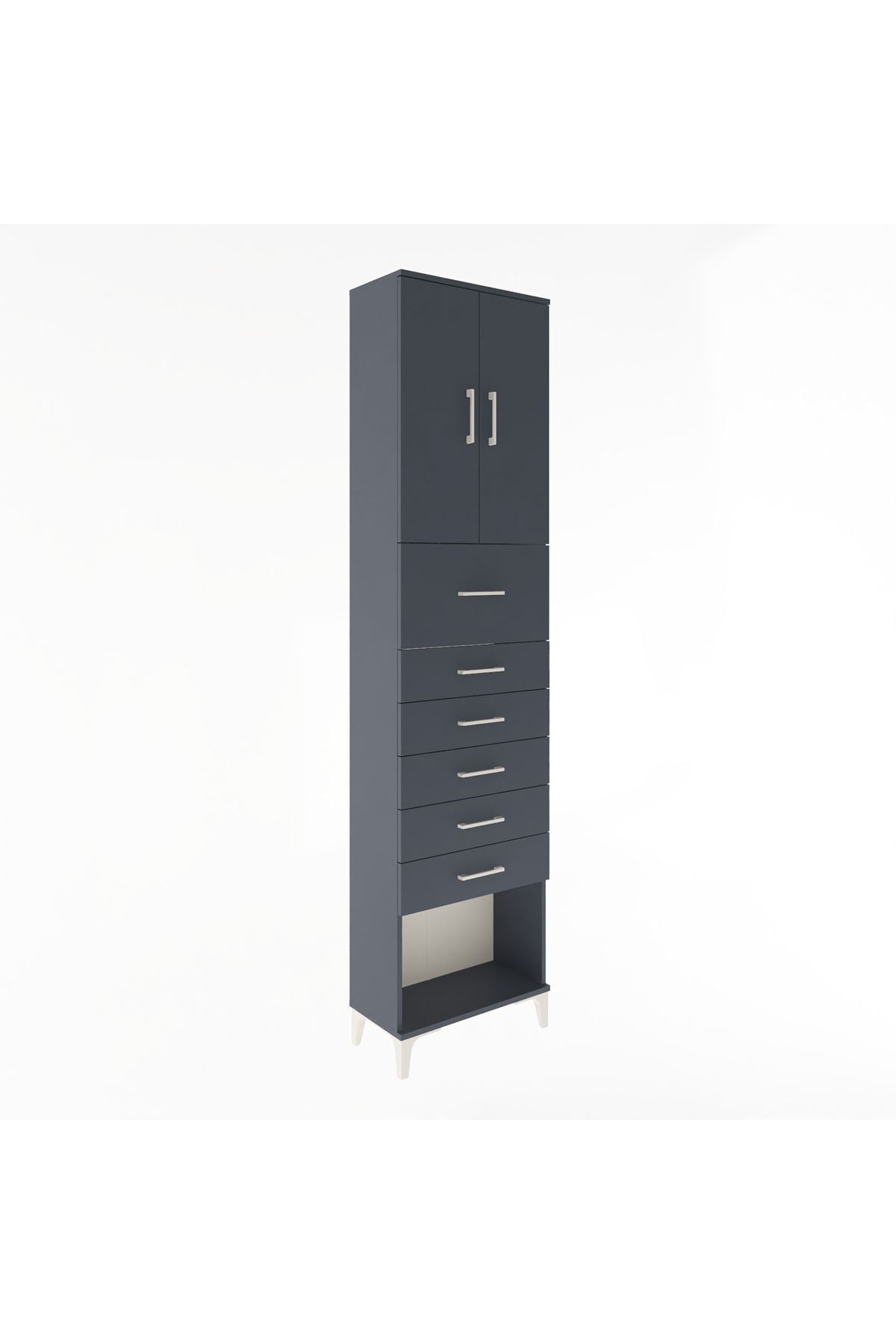 Arges Dolap 2 Raflı 6 Çekmeceli 2 Kapaklı 60x30x243 - S32M045V5A