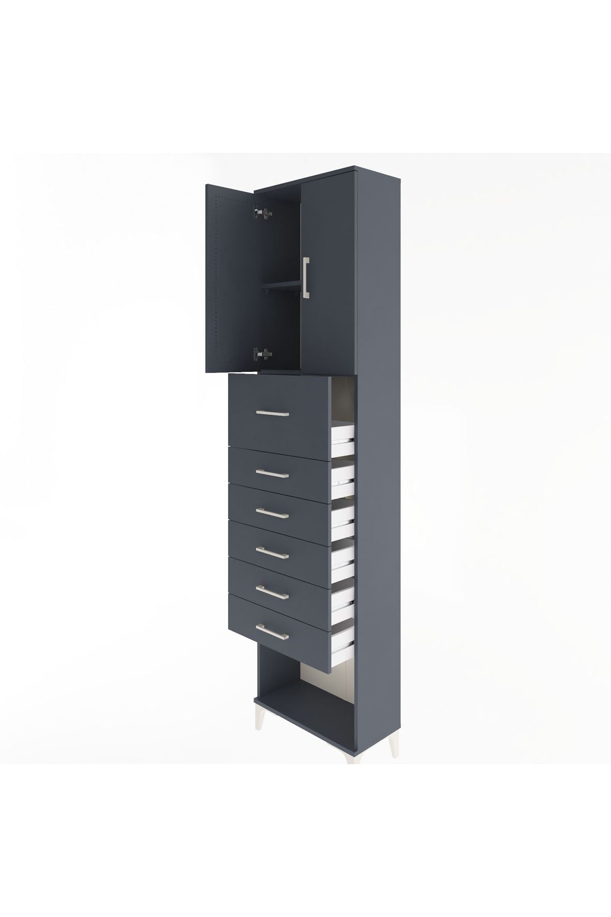 Arges Dolap 2 Raflı 6 Çekmeceli 2 Kapaklı 60x30x243 - S32M045V5A