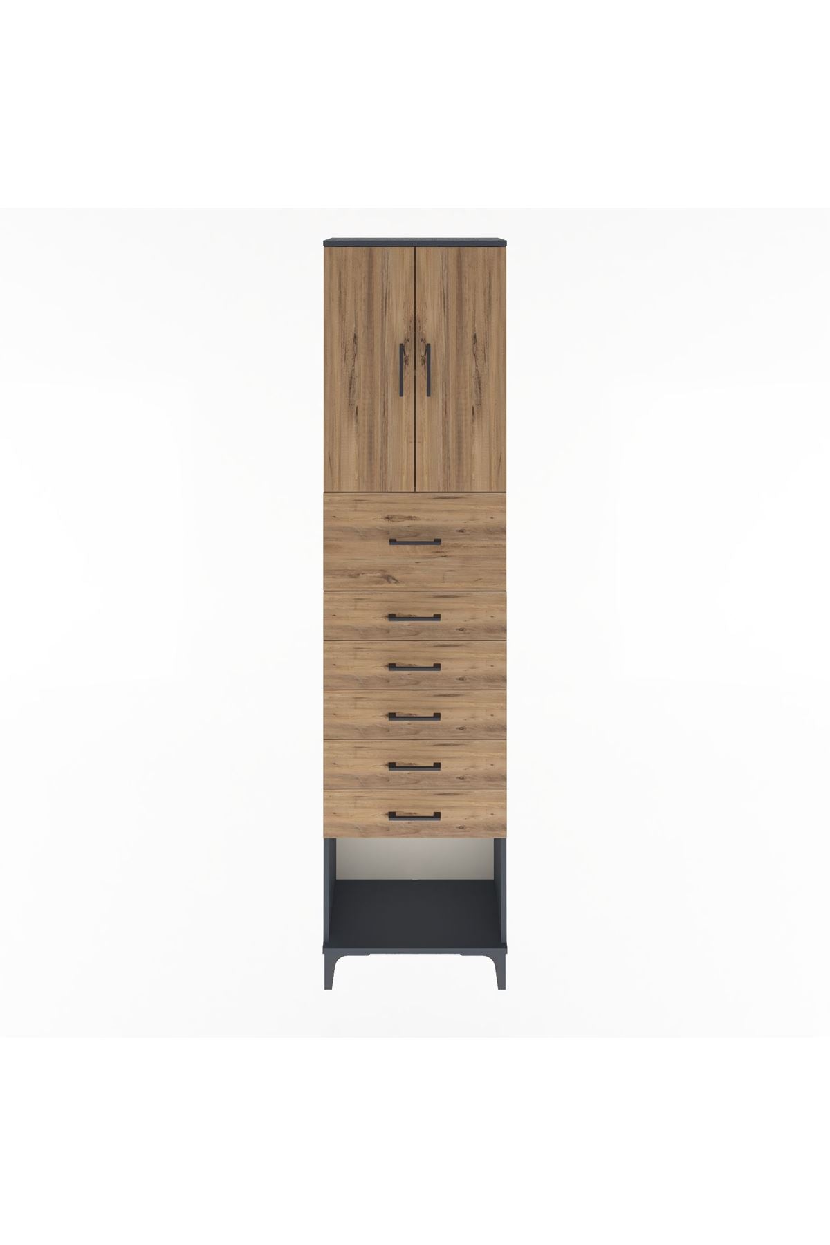 Arges Dolap 2 Raflı 6 Çekmeceli 2 Kapaklı 60x30x243 - S32M045V6A
