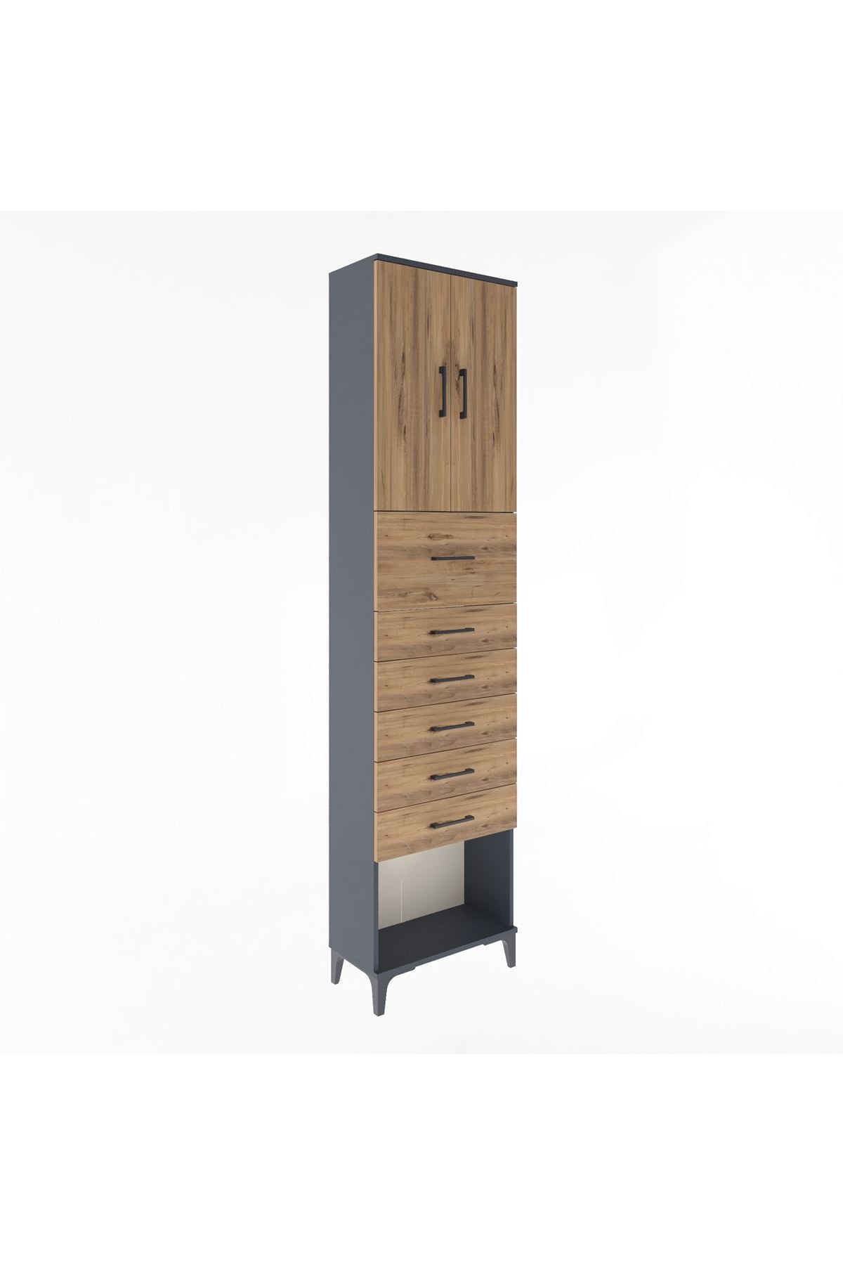 Arges Dolap 2 Raflı 6 Çekmeceli 2 Kapaklı 60x30x243 - S32M045V6A
