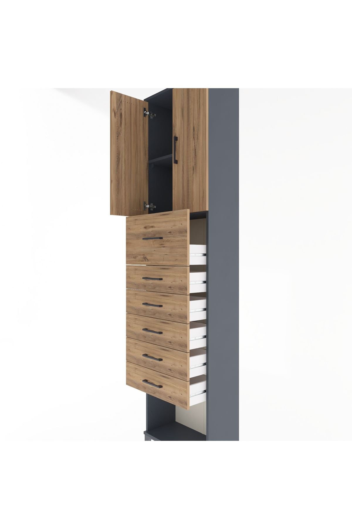 Arges Dolap 2 Raflı 6 Çekmeceli 2 Kapaklı 60x30x243 - S32M045V6A