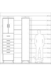 Arges Dolap 2 Raflı 6 Çekmeceli 2 Kapaklı 60x30x243 - S32M045V6A