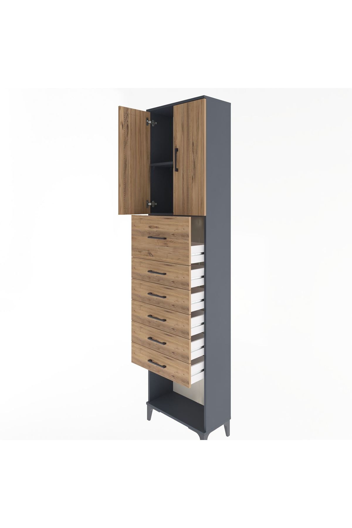 Arges Dolap 2 Raflı 6 Çekmeceli 2 Kapaklı 60x30x243 - S32M045V6A