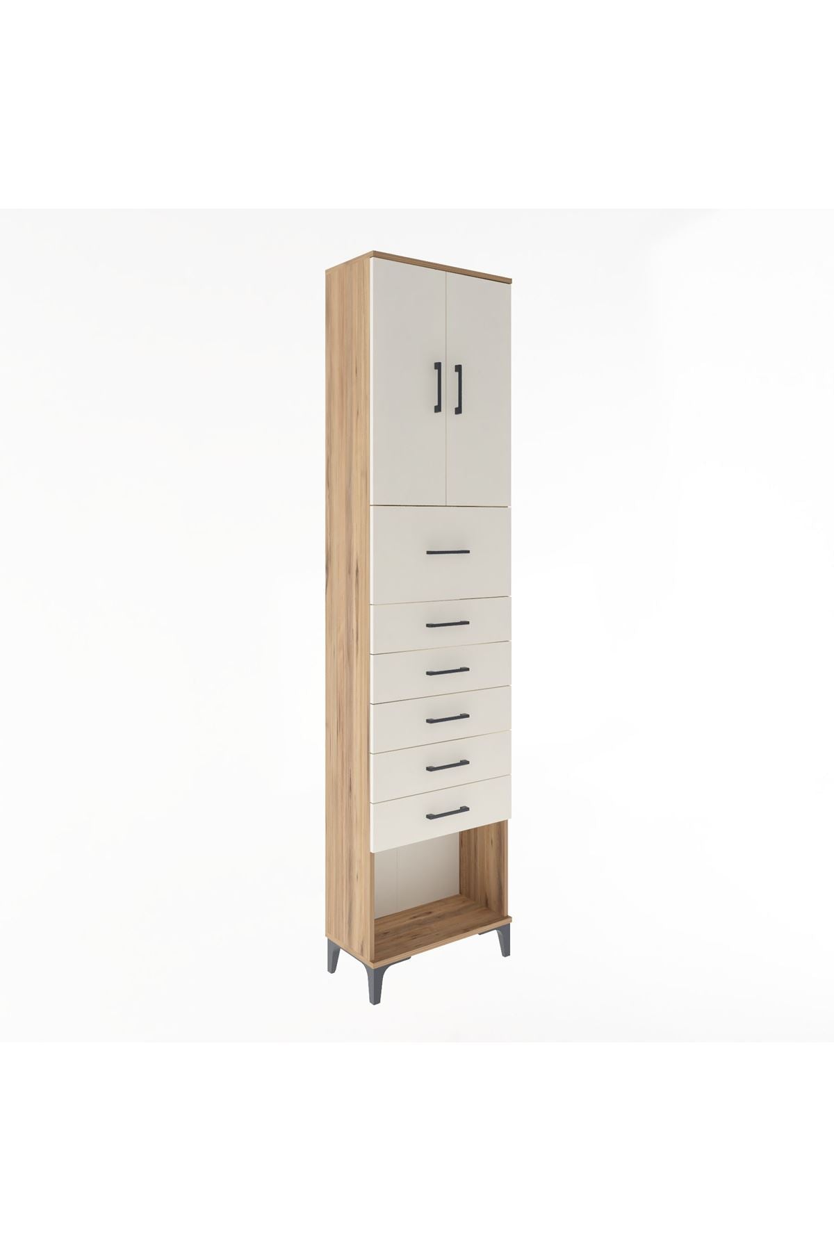 Arges Dolap 2 Raflı 6 Çekmeceli 2 Kapaklı 60x30x243 - S32M045V7A