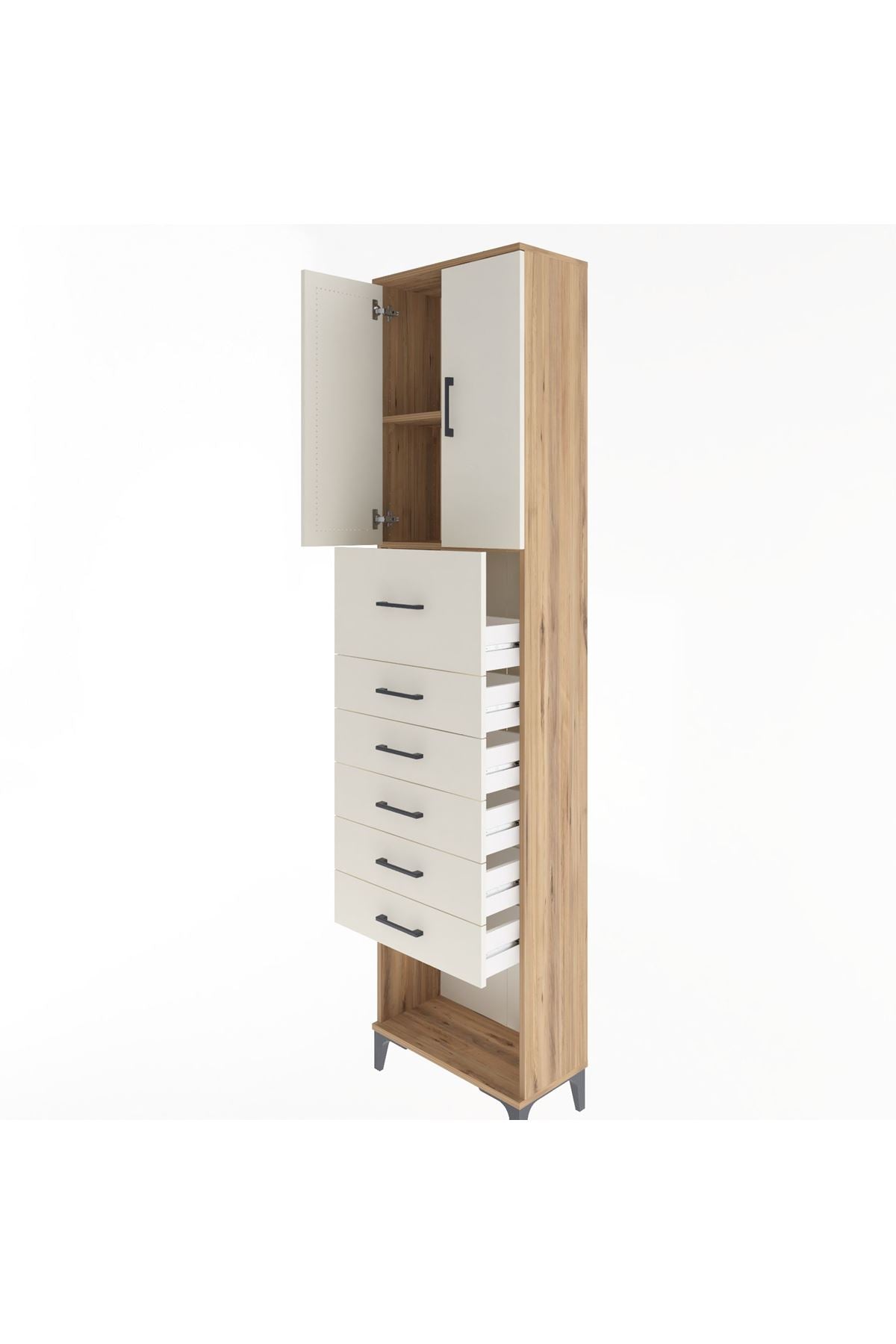 Arges Dolap 2 Raflı 6 Çekmeceli 2 Kapaklı 60x30x243 - S32M045V7A
