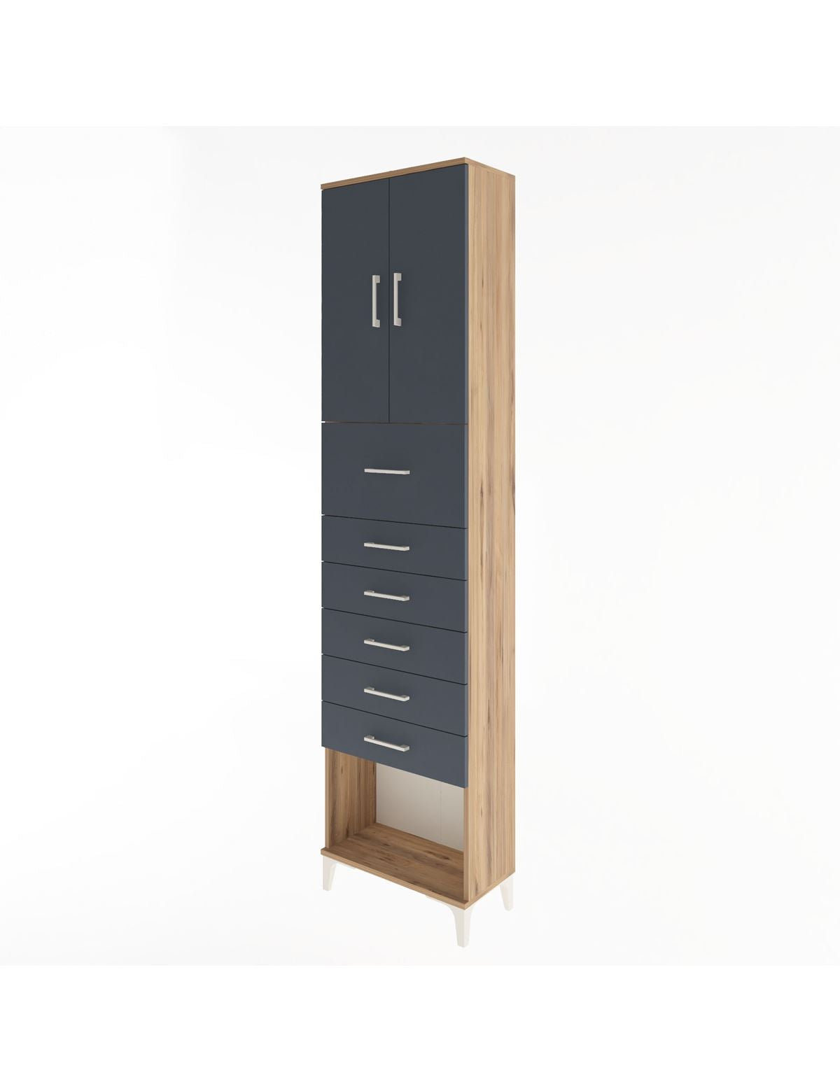 Arges Dolap 2 Raflı 6 Çekmeceli 2 Kapaklı 60x30x243 - S32M045V8A