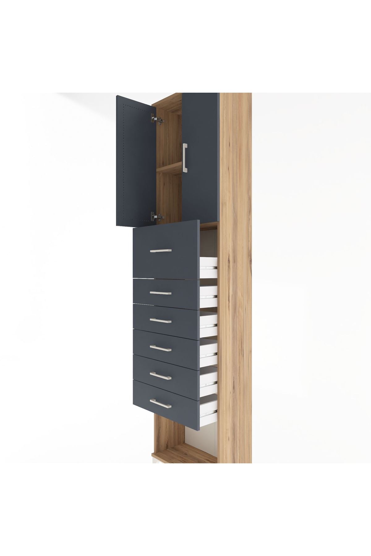 Arges Dolap 2 Raflı 6 Çekmeceli 2 Kapaklı 60x30x243 - S32M045V8A