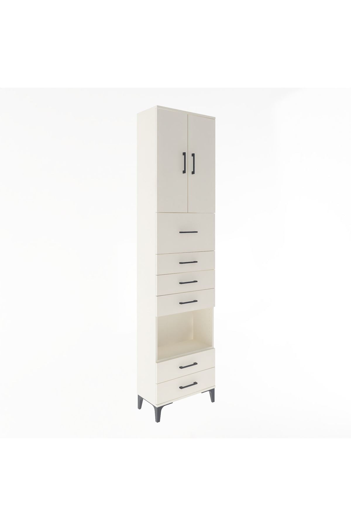 Arges Dolap 3 Raflı 6 Çekmeceli 2 Kapaklı 60x30x243 - S32M046V1A