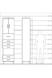 Arges Dolap 3 Raflı 6 Çekmeceli 2 Kapaklı 60x30x243 - S32M046V1A