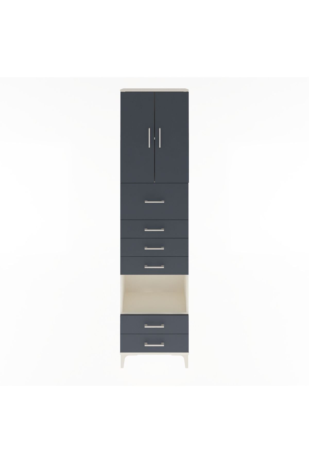 Arges Dolap 3 Raflı 6 Çekmeceli 2 Kapaklı 60x30x243 - S32M046V2A