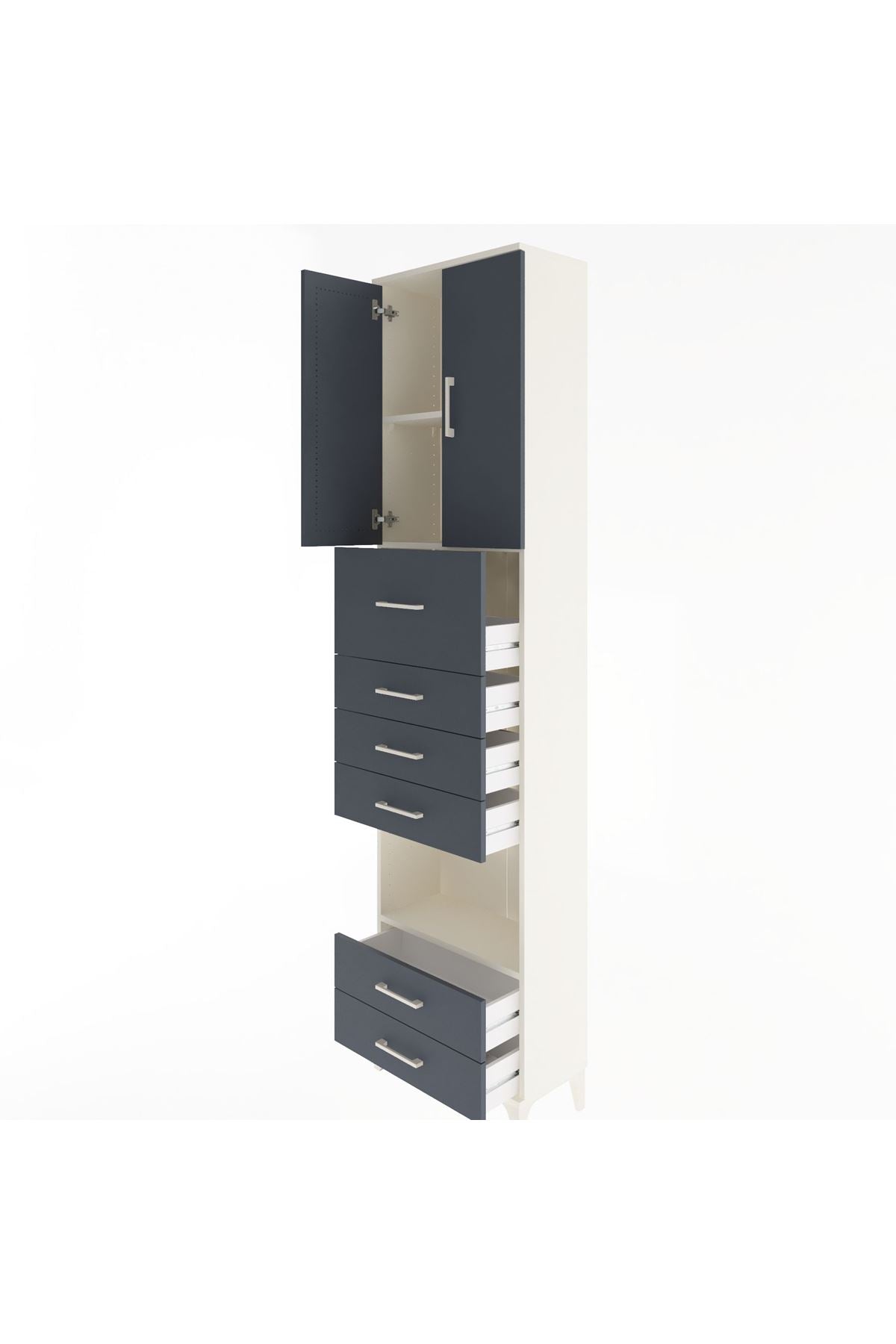 Arges Dolap 3 Raflı 6 Çekmeceli 2 Kapaklı 60x30x243 - S32M046V2A