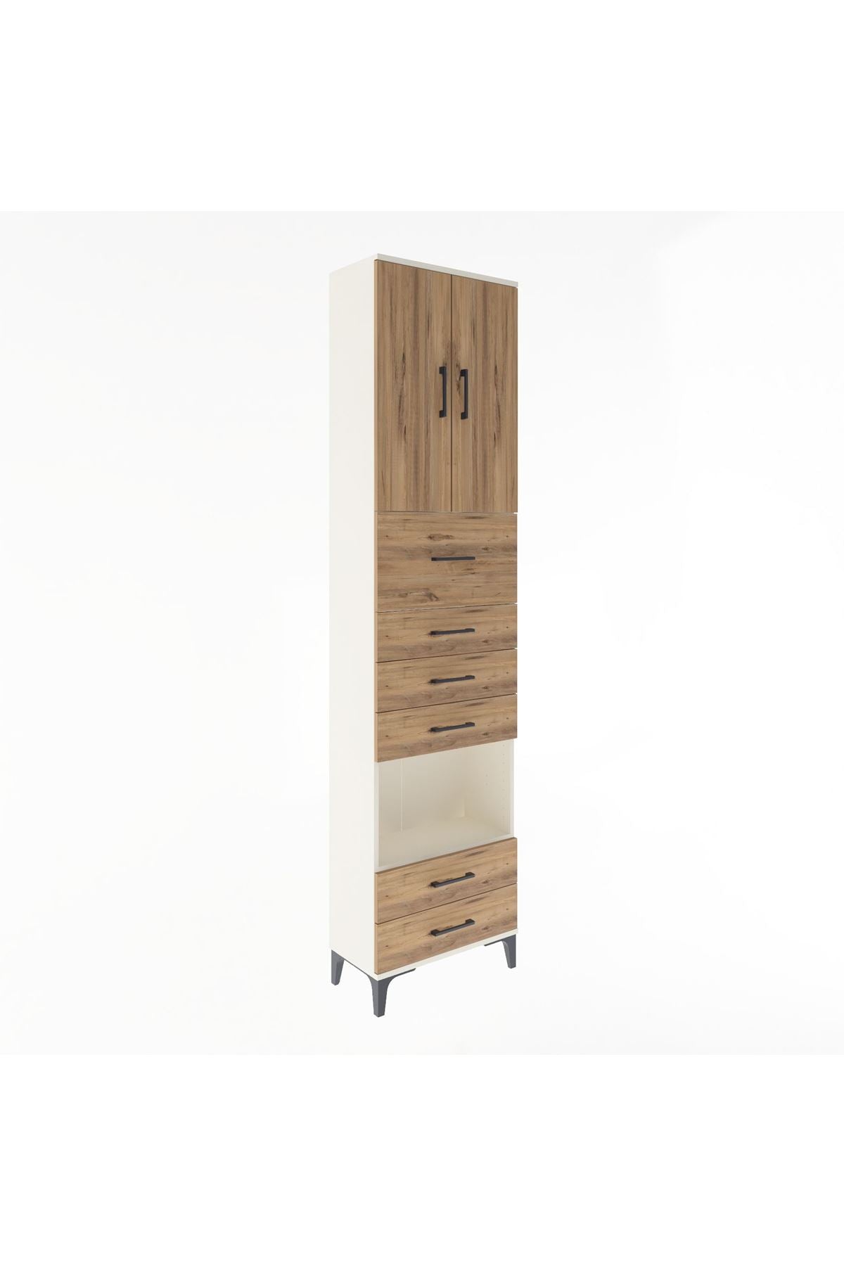 Arges Dolap 3 Raflı 6 Çekmeceli 2 Kapaklı 60x30x243 - S32M046V3A