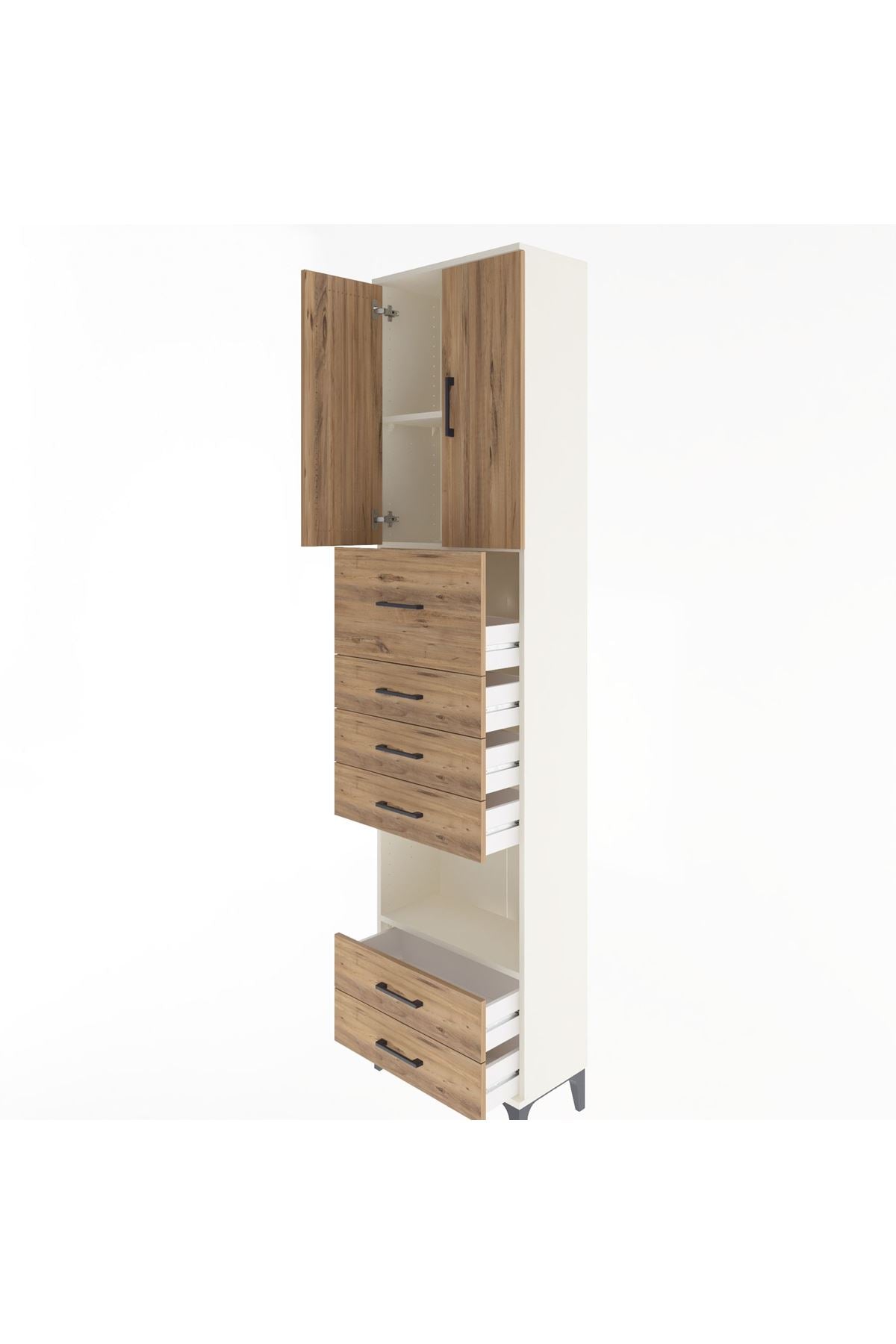 Arges Dolap 3 Raflı 6 Çekmeceli 2 Kapaklı 60x30x243 - S32M046V3A