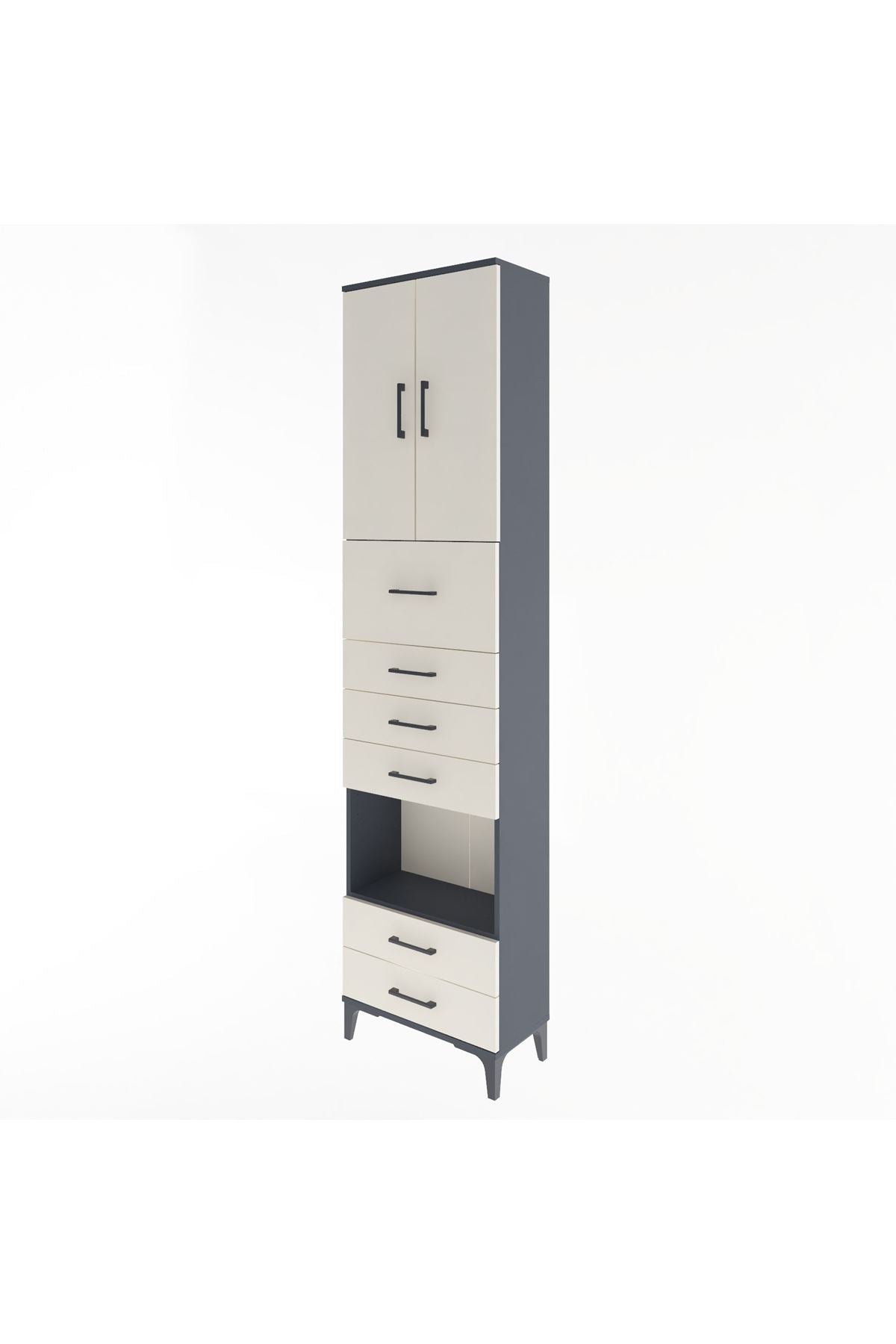 Arges Dolap 3 Raflı 6 Çekmeceli 2 Kapaklı 60x30x243 - S32M046V4A