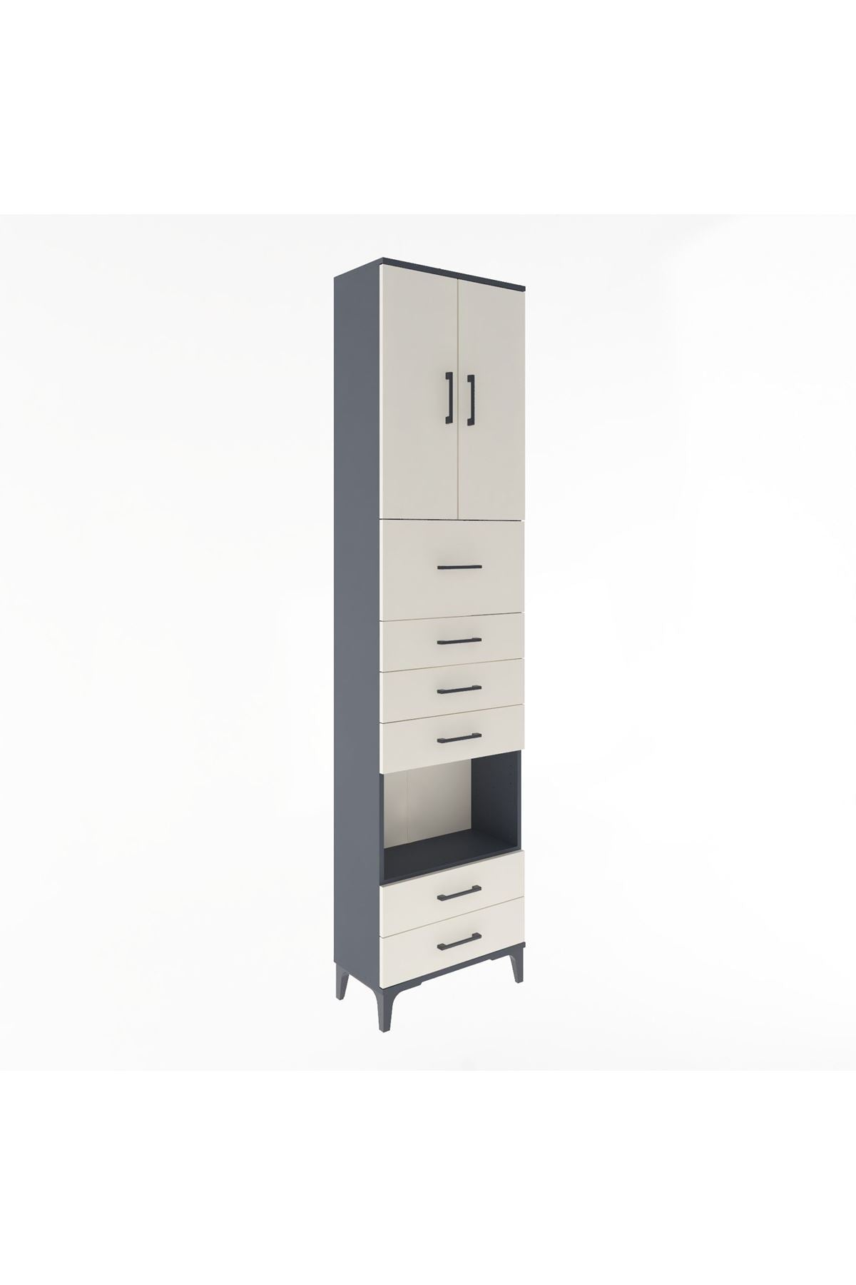 Arges Dolap 3 Raflı 6 Çekmeceli 2 Kapaklı 60x30x243 - S32M046V4A