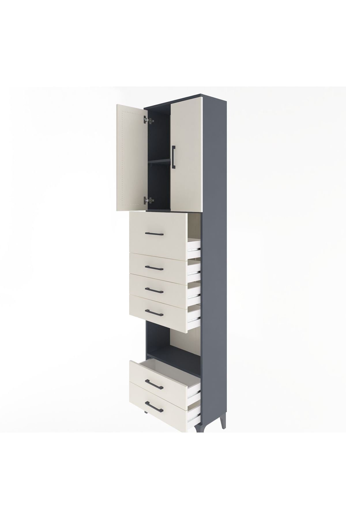 Arges Dolap 3 Raflı 6 Çekmeceli 2 Kapaklı 60x30x243 - S32M046V4A