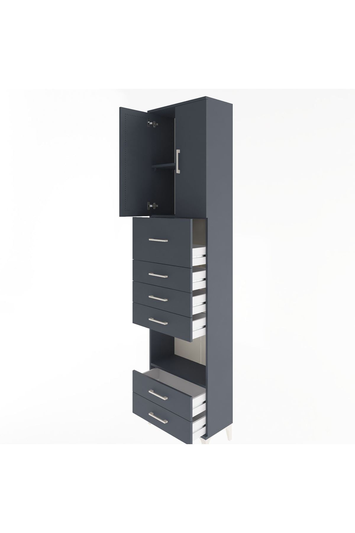 Arges Dolap 3 Raflı 6 Çekmeceli 2 Kapaklı 60x30x243 - S32M046V5A