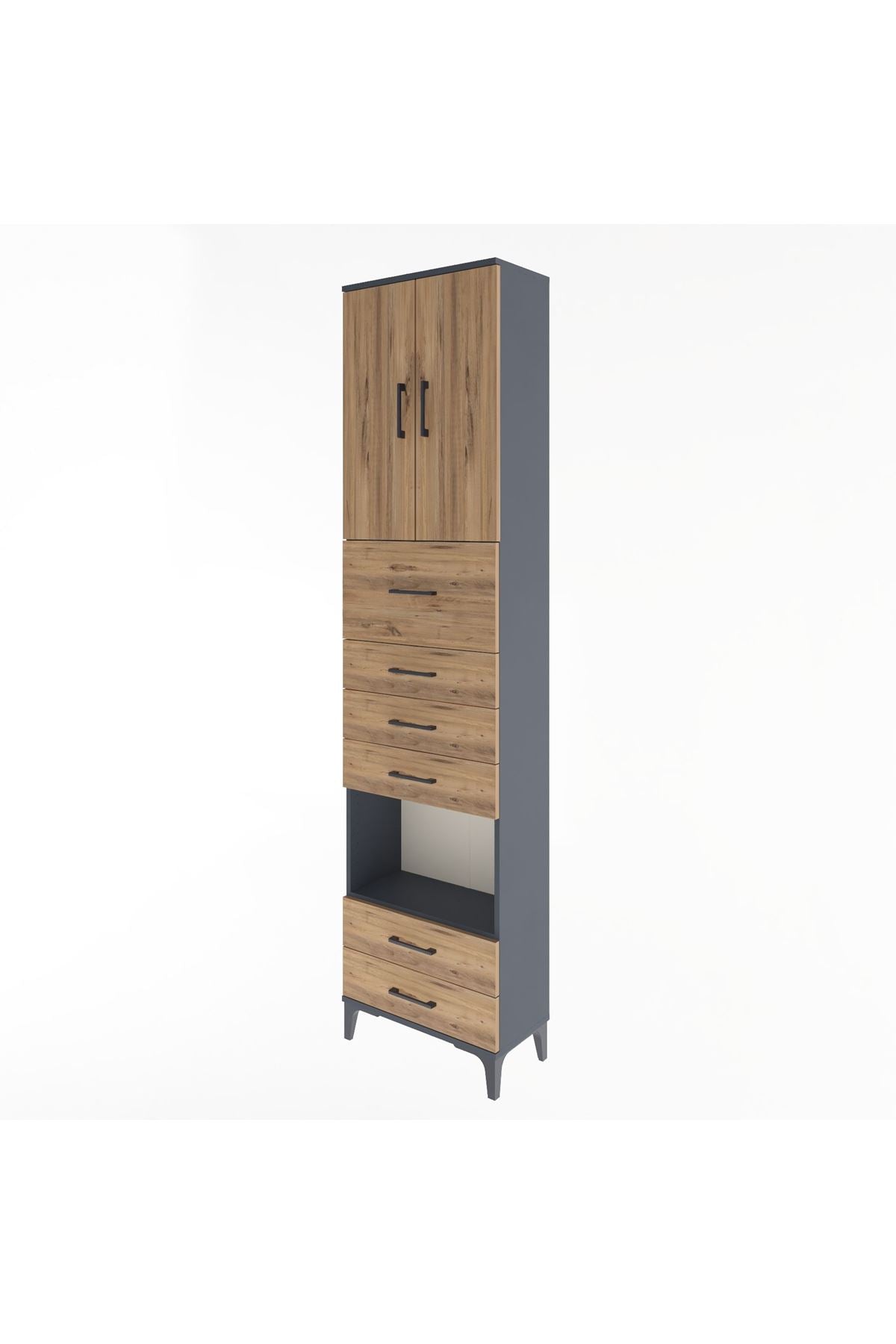 Arges Dolap 3 Raflı 6 Çekmeceli 2 Kapaklı 60x30x243 - S32M046V6A