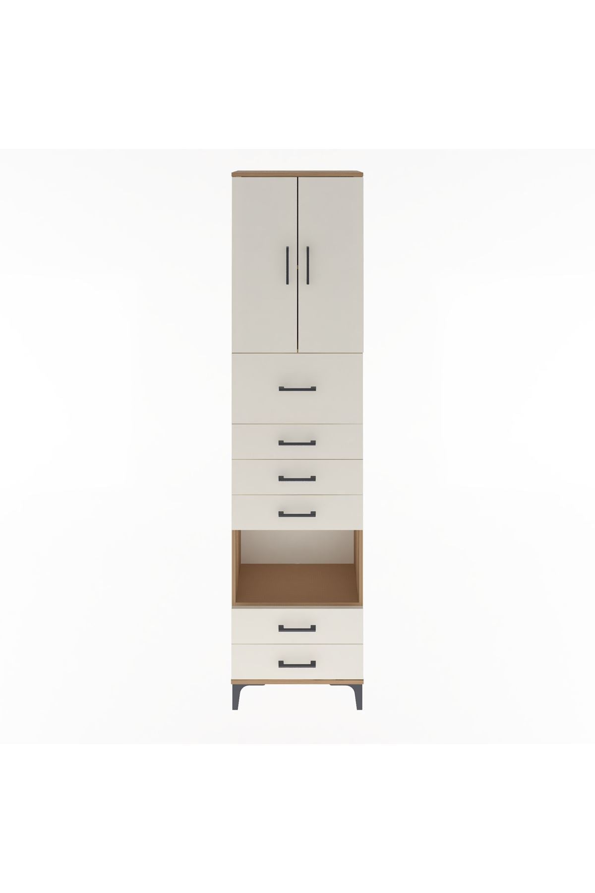 Arges Dolap 3 Raflı 6 Çekmeceli 2 Kapaklı 60x30x243 - S32M046V7A